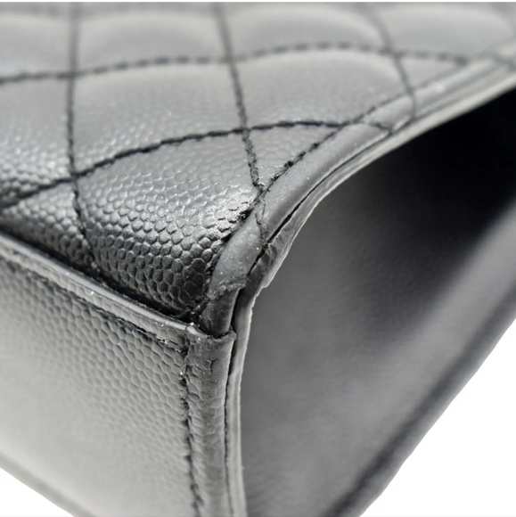 YVES SAINT LAURENT Large Envelope Leather Chain Shoulder Bag Black - Picture 8 of 15